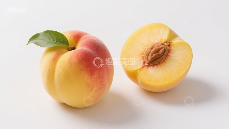 高清大图下载【趣麦麦图】新鲜桃子与切半展示