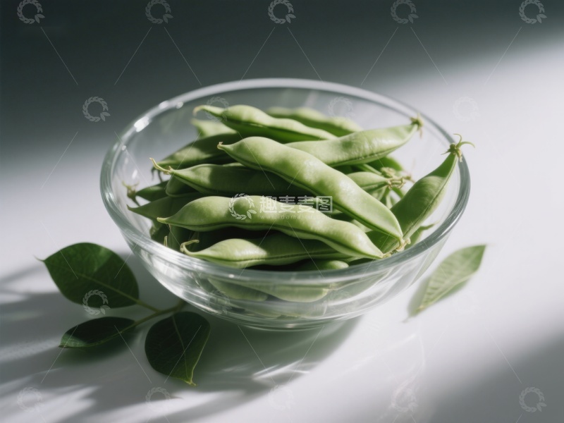 高清大图下载【趣麦麦图】透明碗中的新鲜豆荚