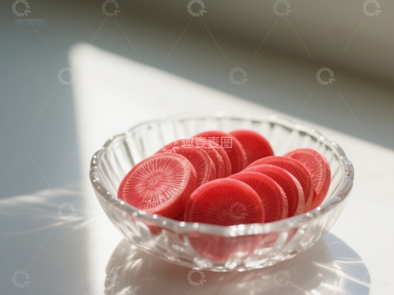 高清大图下载【趣麦麦图】透明碗中的切片红萝卜