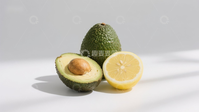 高清大图下载【趣麦麦图】新鲜牛油果与柠檬切片