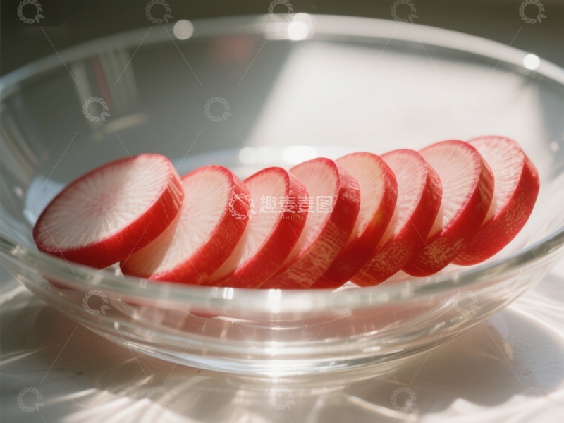 高清大图下载【趣麦麦图】玻璃碗中的切片红萝卜