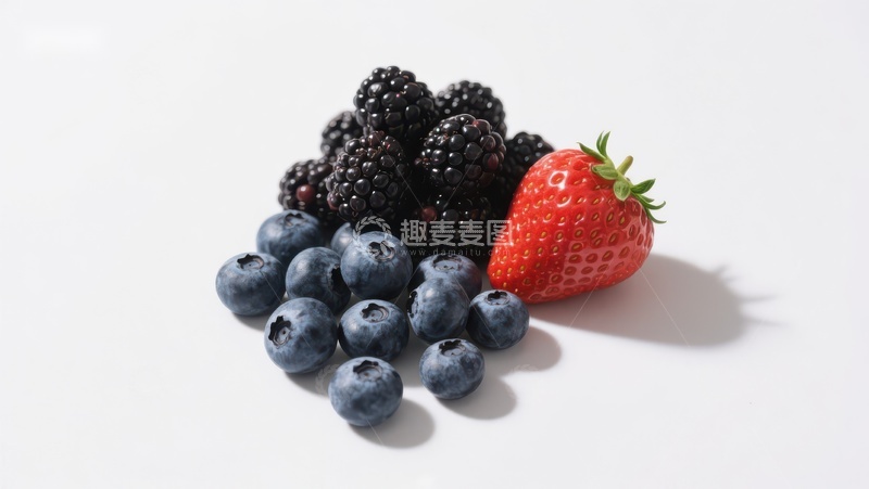高清大图下载【趣麦麦图】新鲜蓝莓、黑莓与草莓的组合