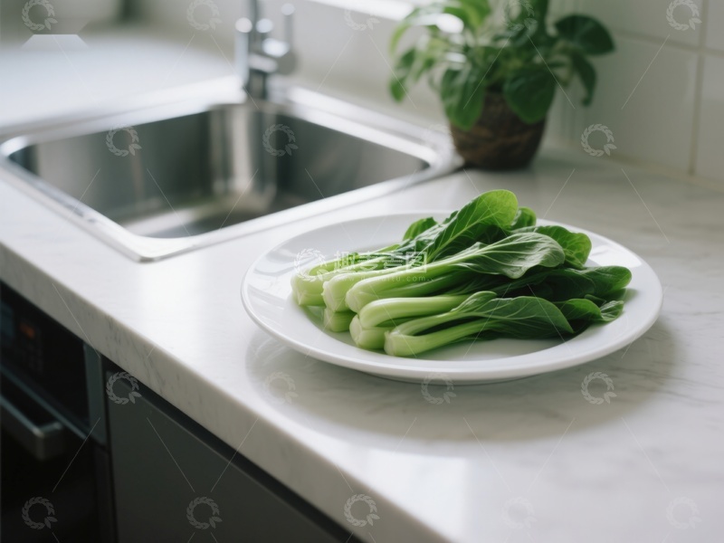高清大图下载【趣麦麦图】厨房台面上的青菜