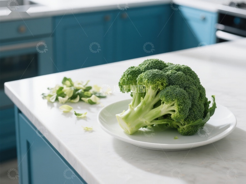 高清大图下载【趣麦麦图】厨房台面上的西兰花