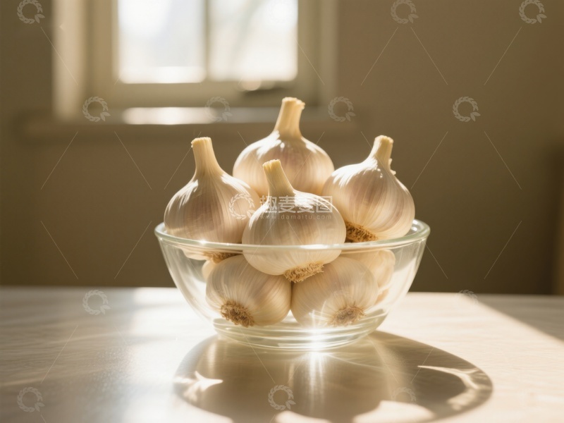 高清大图下载【趣麦麦图】-阳光下的大蒜碗