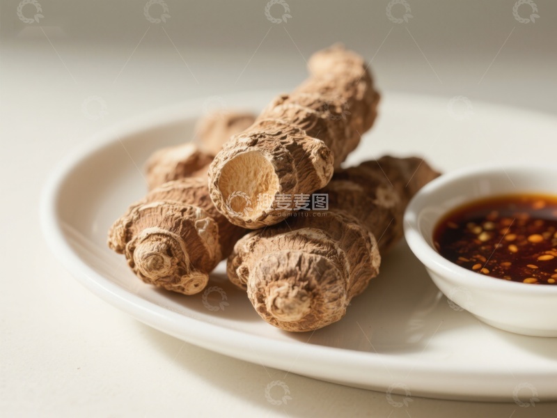 高清大图下载【趣麦麦图】新鲜山药配蘸料，健康美味