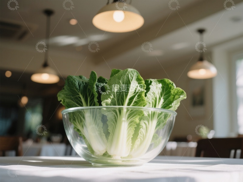 高清大图下载【趣麦麦图】透明碗中的新鲜生菜