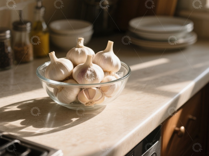 高清大图下载【趣麦麦图】阳光下的大蒜碗