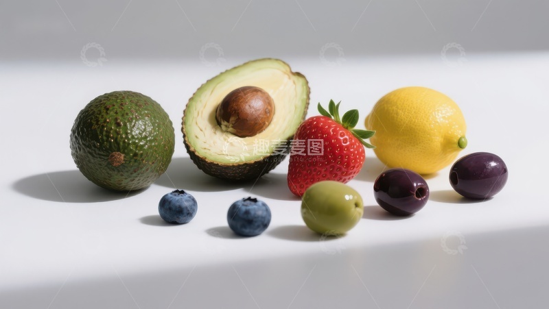 高清大图下载【趣麦麦图】新鲜水果与橄榄的静物组合