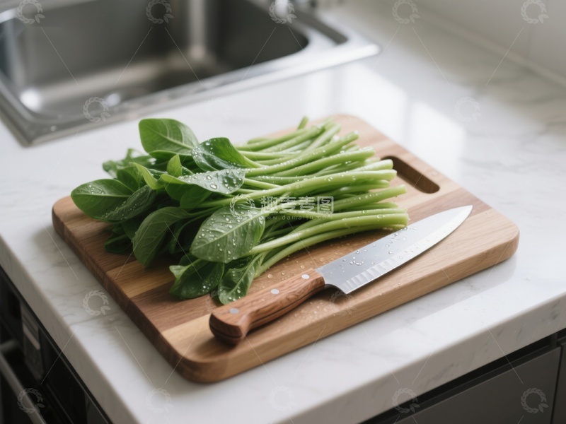 高清大图下载【趣麦麦图】新鲜蔬菜置于砧板上准备切割