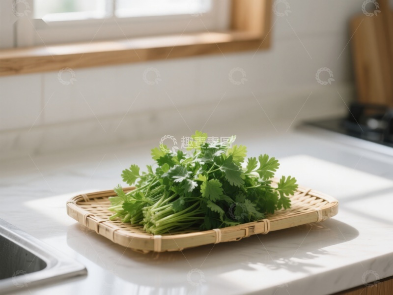 高清大图下载【趣麦麦图】厨房窗边的香菜