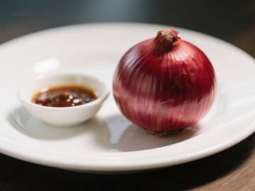 红洋葱与酱料盘