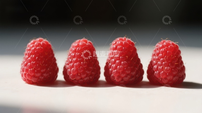 高清大图下载【趣麦麦图】四颗新鲜红莓整齐排列