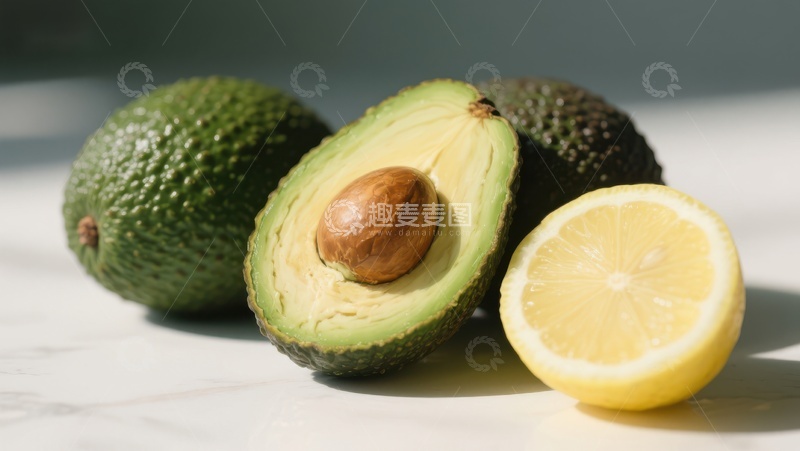 高清大图下载【趣麦麦图】新鲜牛油果与柠檬切片