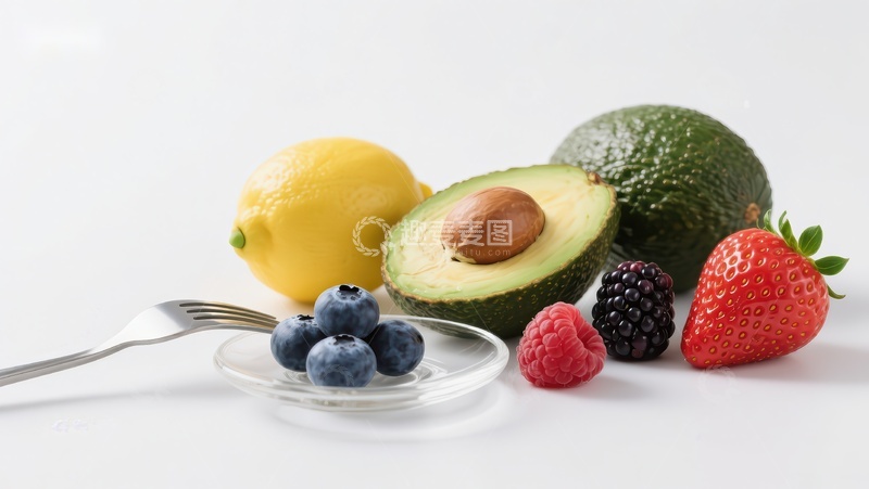 高清大图下载【趣麦麦图】新鲜水果与蓝莓的静物组合
