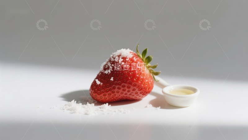 高清大图下载【趣麦麦图】草莓撒糖，小碟相伴