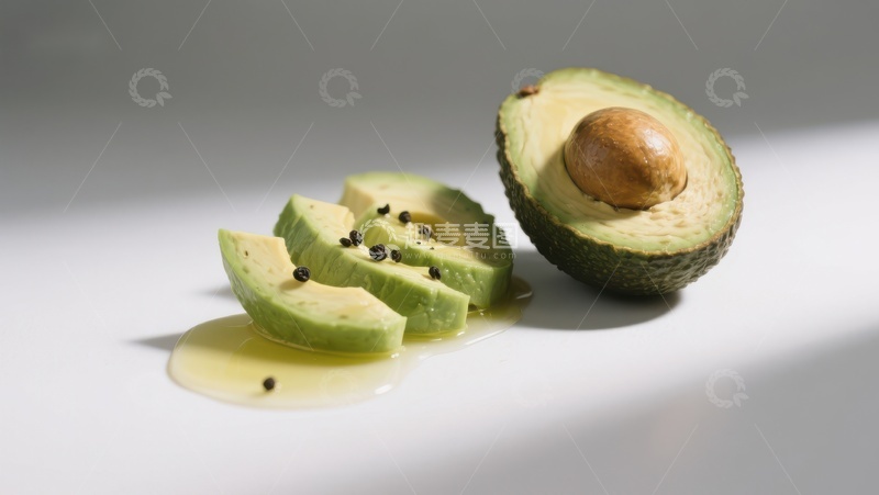 高清大图下载【趣麦麦图】切开的牛油果与橄榄油