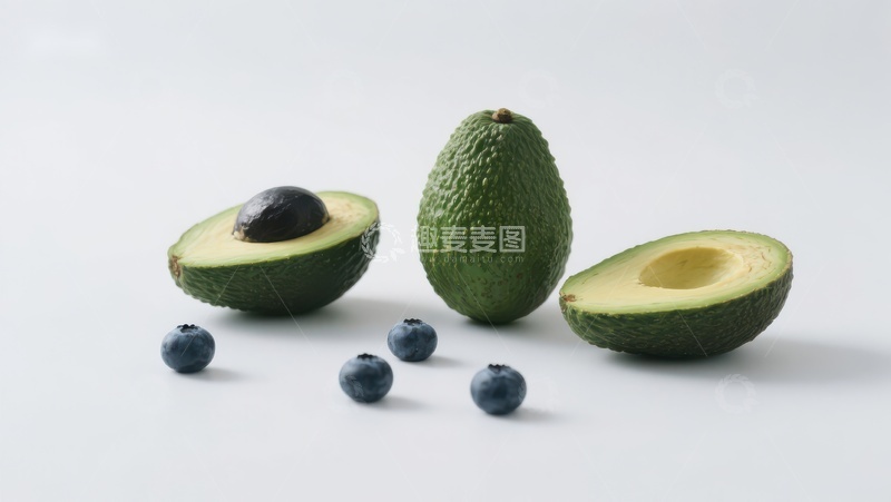 高清大图下载【趣麦麦图】新鲜牛油果与蓝莓的静物组合