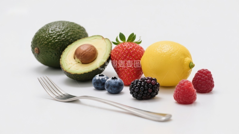 高清大图下载【趣麦麦图】新鲜水果与叉子的组合