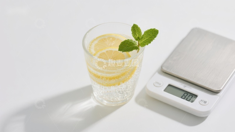 高清大图下载【趣麦麦图】柠檬薄荷水与电子秤
