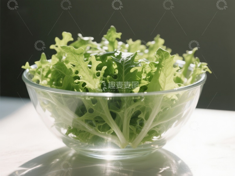 高清大图下载【趣麦麦图】透明碗中的新鲜生菜