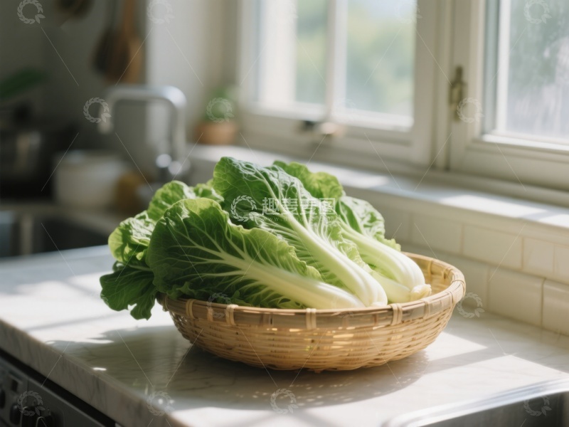 高清大图下载【趣麦麦图】厨房窗边的生菜篮