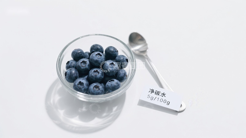 高清大图下载【趣麦麦图】蓝莓与净碳水标签的健康展示