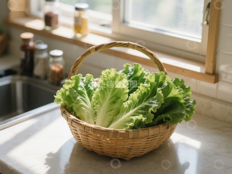 高清大图下载【趣麦麦图】厨房窗边的生菜篮