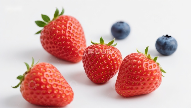 高清大图下载【趣麦麦图】新鲜草莓与蓝莓的静物组合