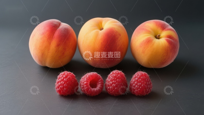 高清大图下载【趣麦麦图】桃子与覆盆子的静物组合