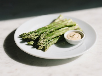 新鲜芦笋配蘸酱