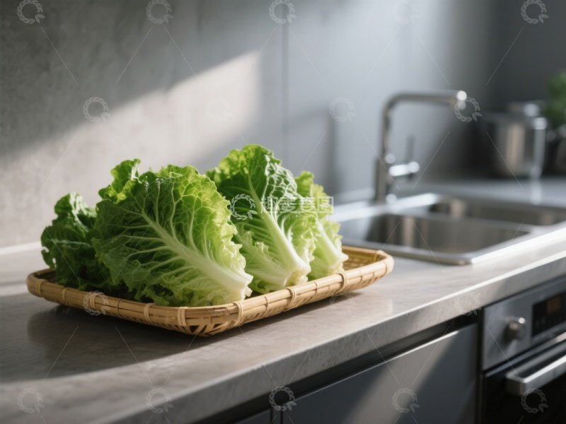 高清大图下载【趣麦麦图】厨房台面上的生菜