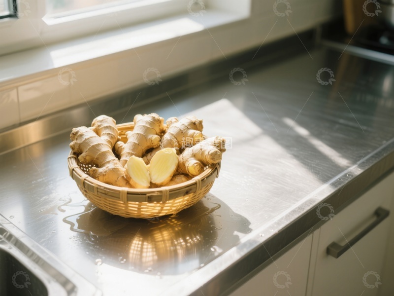 高清大图下载【趣麦麦图】厨房台面上的姜块