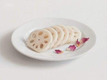 莲藕切片与花瓣装饰