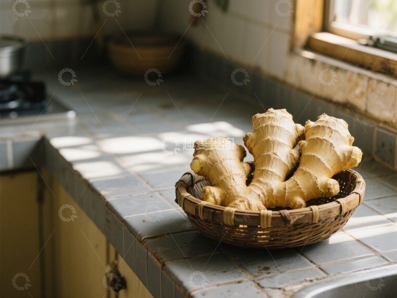 高清大图下载【趣麦麦图】厨房台面上的姜块