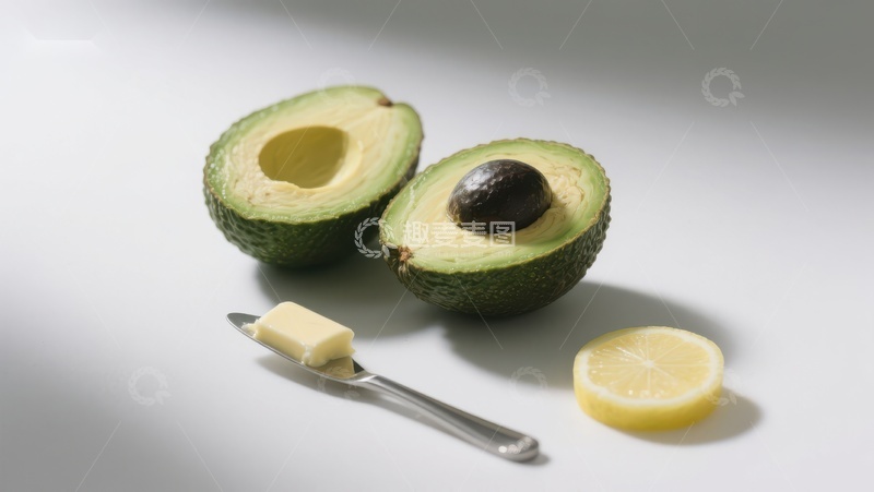 高清大图下载【趣麦麦图】切开的牛油果配柠檬和黄油