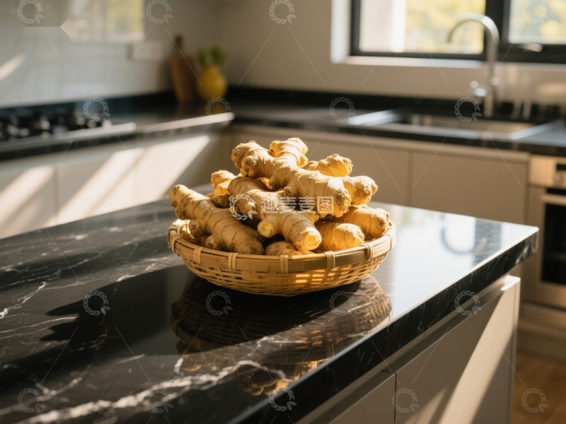 高清大图下载【趣麦麦图】厨房台面上的姜根