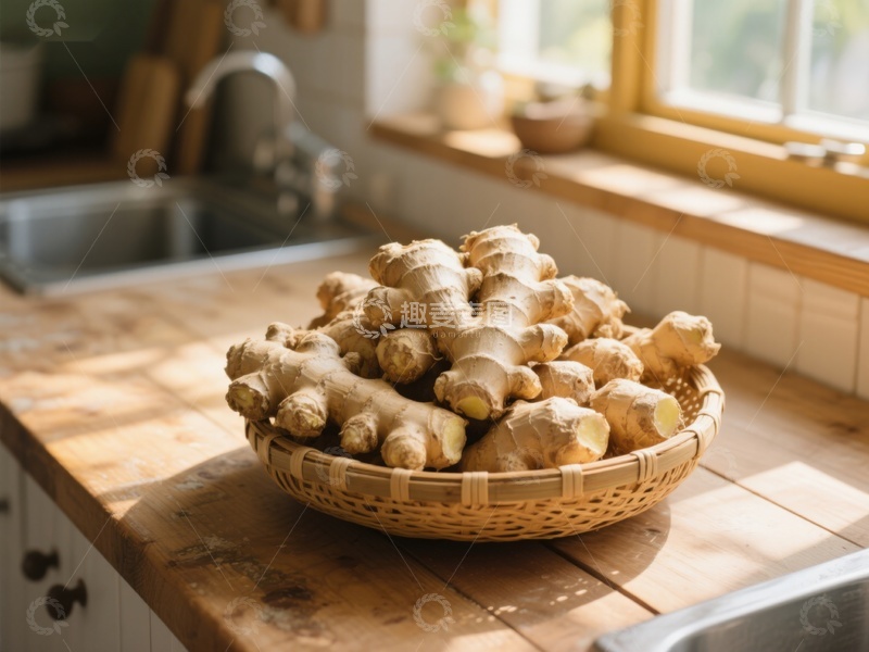 高清大图下载【趣麦麦图】厨房窗边的姜块