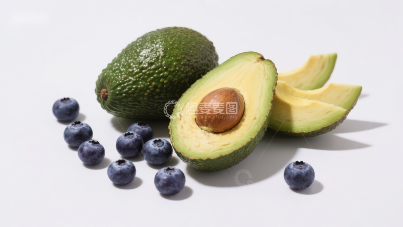 高清大图下载【趣麦麦图】新鲜牛油果与蓝莓的组合