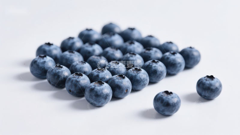 高清大图下载【趣麦麦图】新鲜蓝莓排列在白色背景上