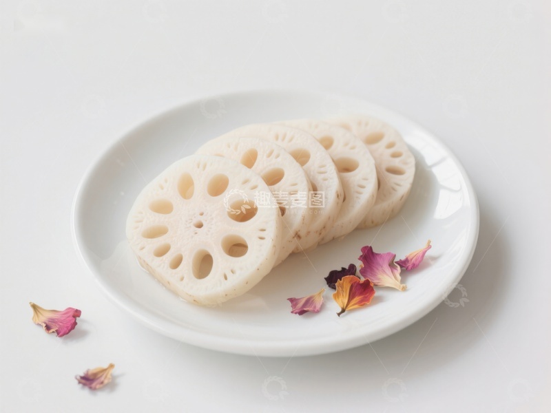 高清大图下载【趣麦麦图】莲藕切片摆盘，清新雅致