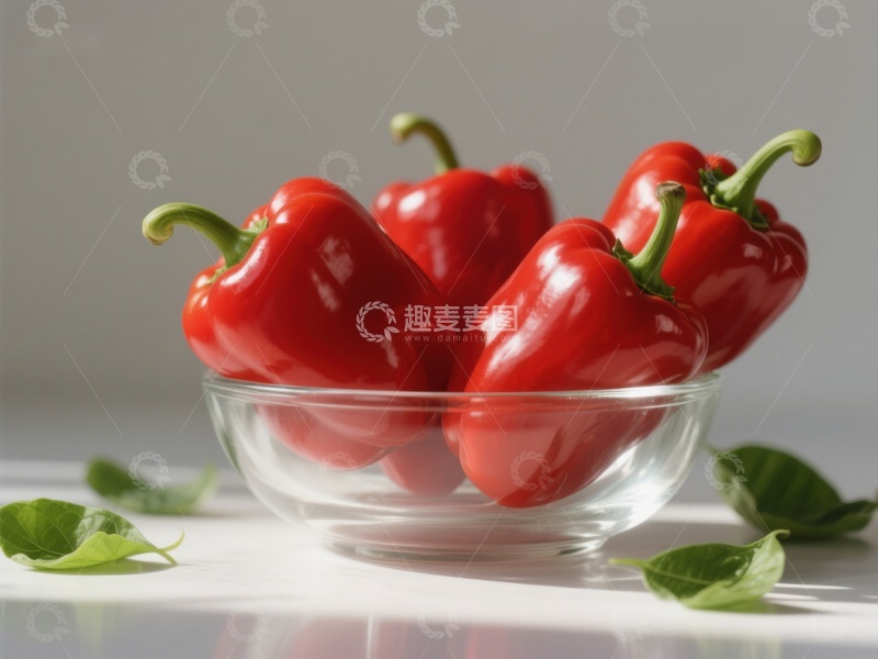 高清大图下载【趣麦麦图】玻璃碗中的鲜红甜椒