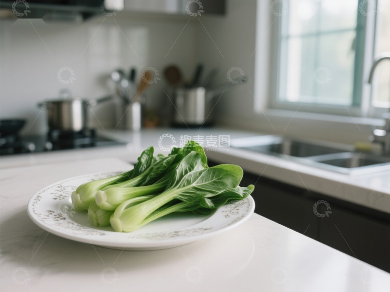 高清大图下载【趣麦麦图】厨房台面上的青菜