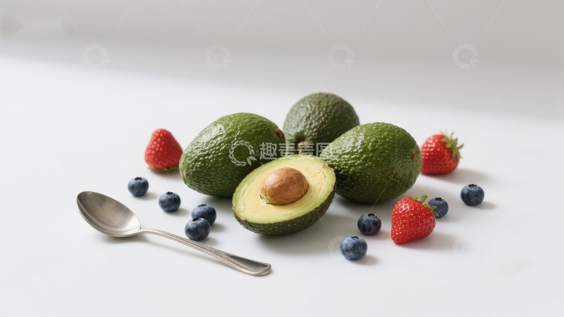 高清大图下载【趣麦麦图】新鲜牛油果与浆果的健康组合
