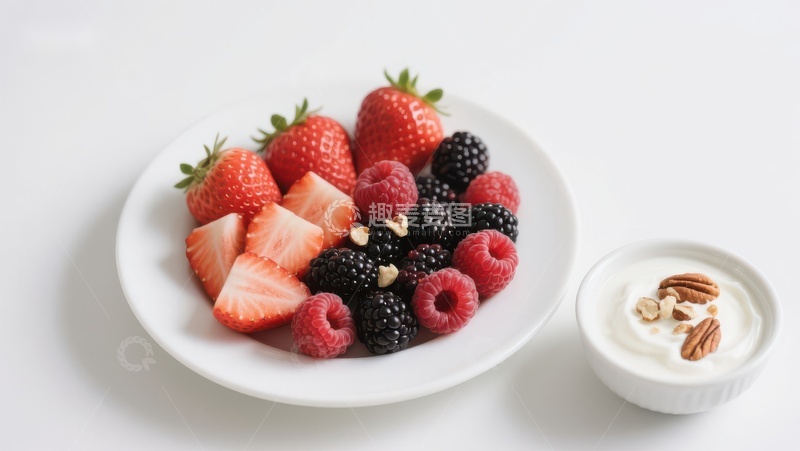 高清大图下载【趣麦麦图】新鲜莓果配酸奶，健康美味