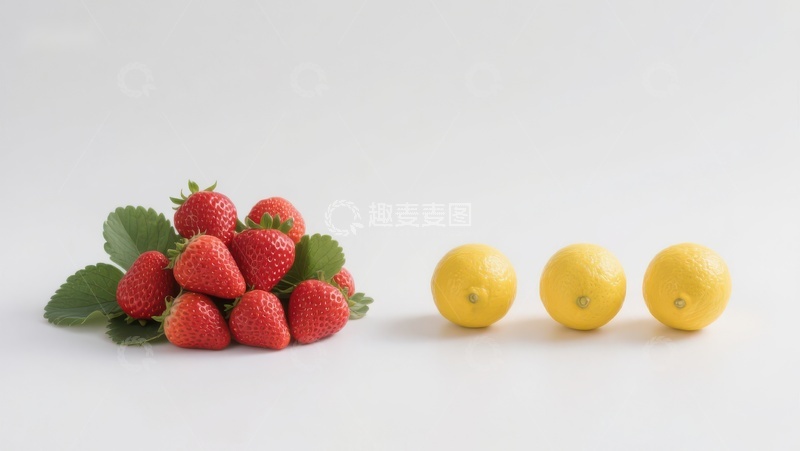 高清大图下载【趣麦麦图】草莓与柠檬的对比排列