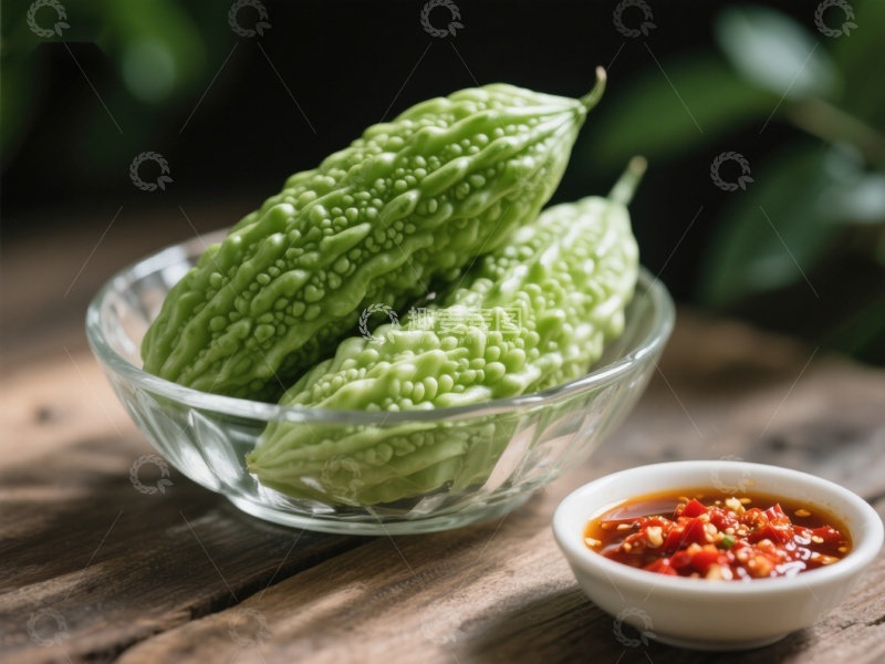 高清大图下载【趣麦麦图】苦瓜配辣椒酱，清新健康美食