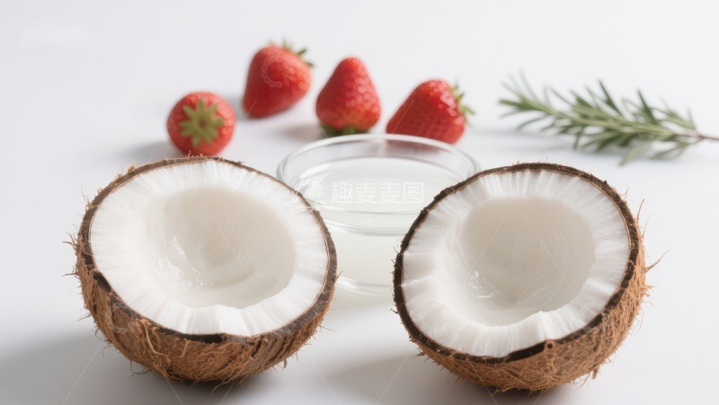 高清大图下载【趣麦麦图】椰子与草莓的清新组合
