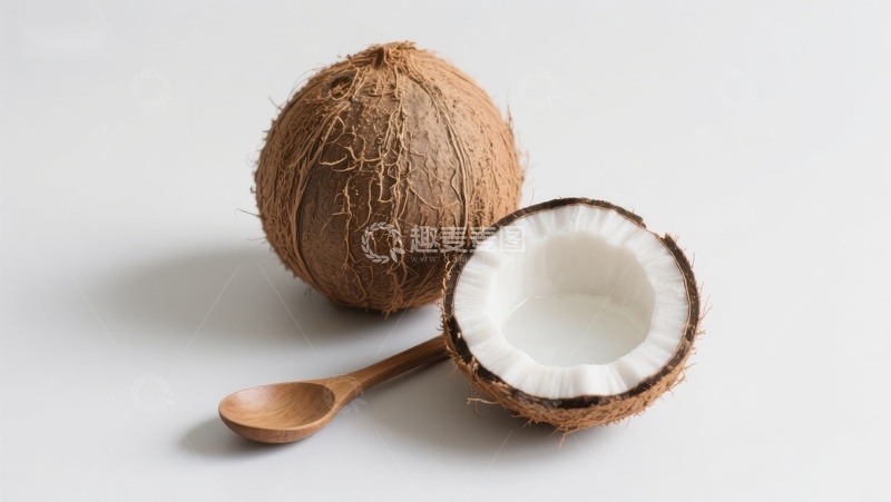 高清大图下载【趣麦麦图】椰子与木勺的静物组合