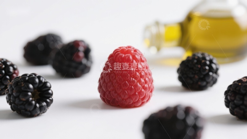 高清大图下载【趣麦麦图】新鲜莓果与蜂蜜的静物组合